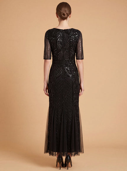 Embellished Gown with Cape Sleeves | 28845