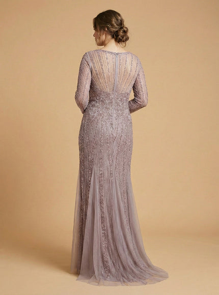Lara High Neck Beaded Gown