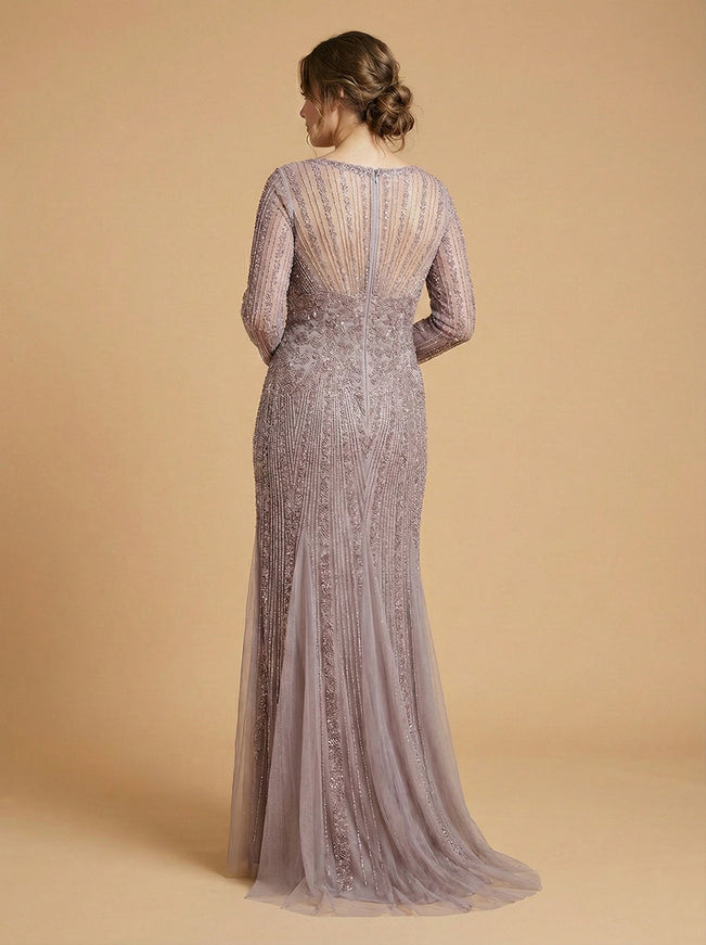Lara High Neck Beaded Gown
