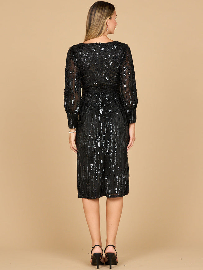 Lara New York 28855 Beaded A-line Midi Dress