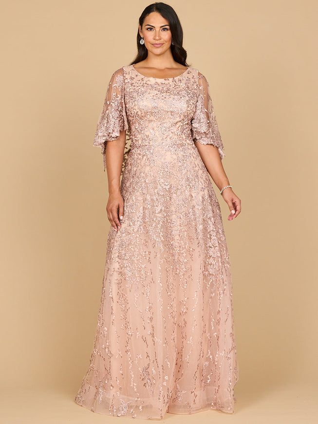 Lara 28881 Cape Sleeve Mother's Gown Blush