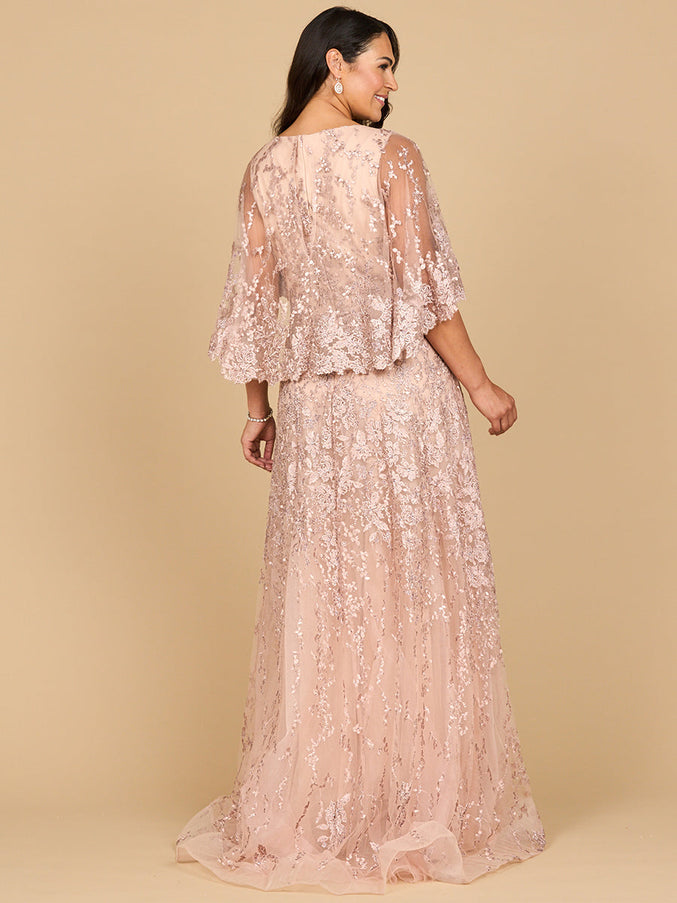 Lara 28881 Cape Sleeve Mother's Gown