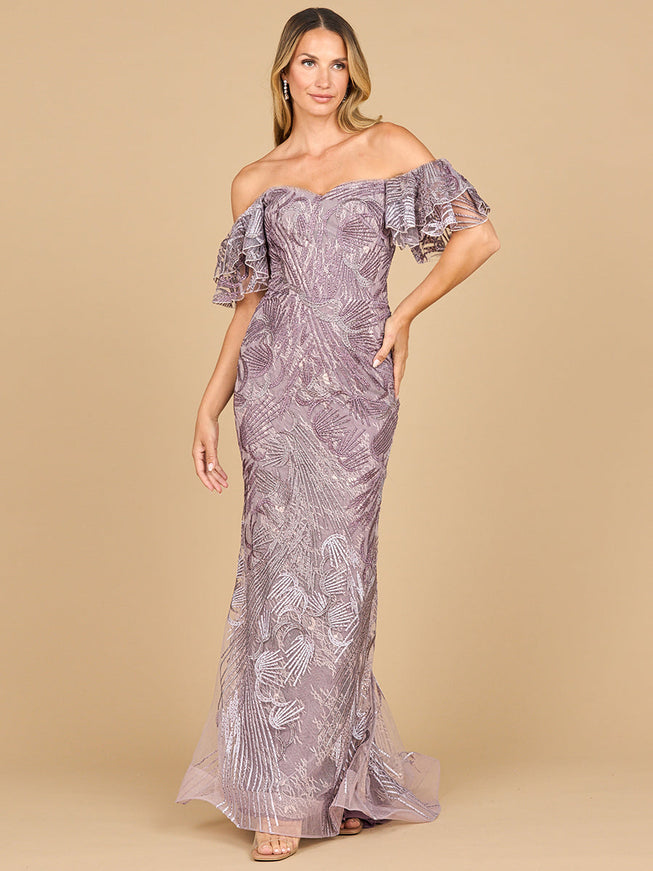 Lara Off Shoulder Mermaid Lace Gown Heather Ombre