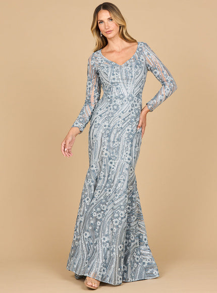 Lara 28885- Mermaid, Long Sleeve Gown Slate