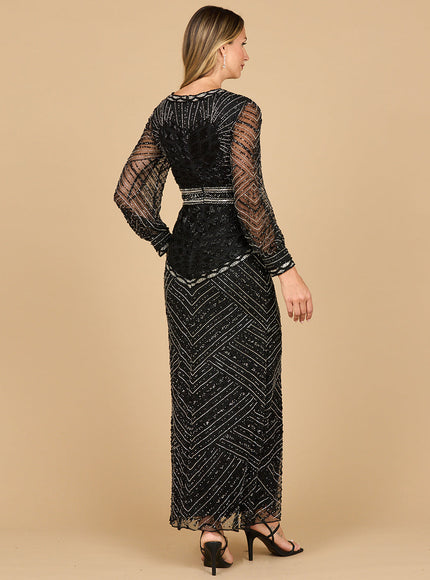 Lara V Neck Beaded Long Sleeve Dress