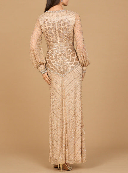 Lara V Neck Beaded Long Sleeve Dress