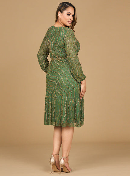 Beaded Midi Dress with Long Sleeves