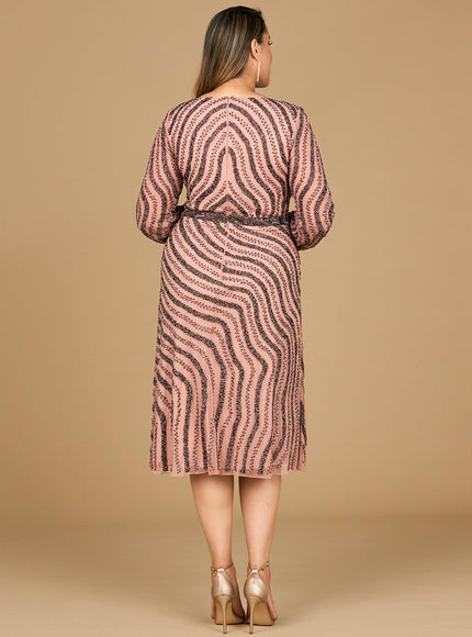 Beaded Midi Dress with Long Sleeves