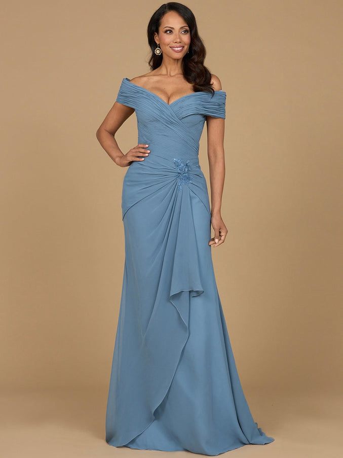 Lara Off Shoulder Elegant Chiffon Gown
