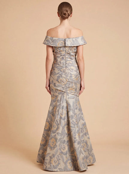 Lara New York Off-Shoulder Brocade Mermaid Gown