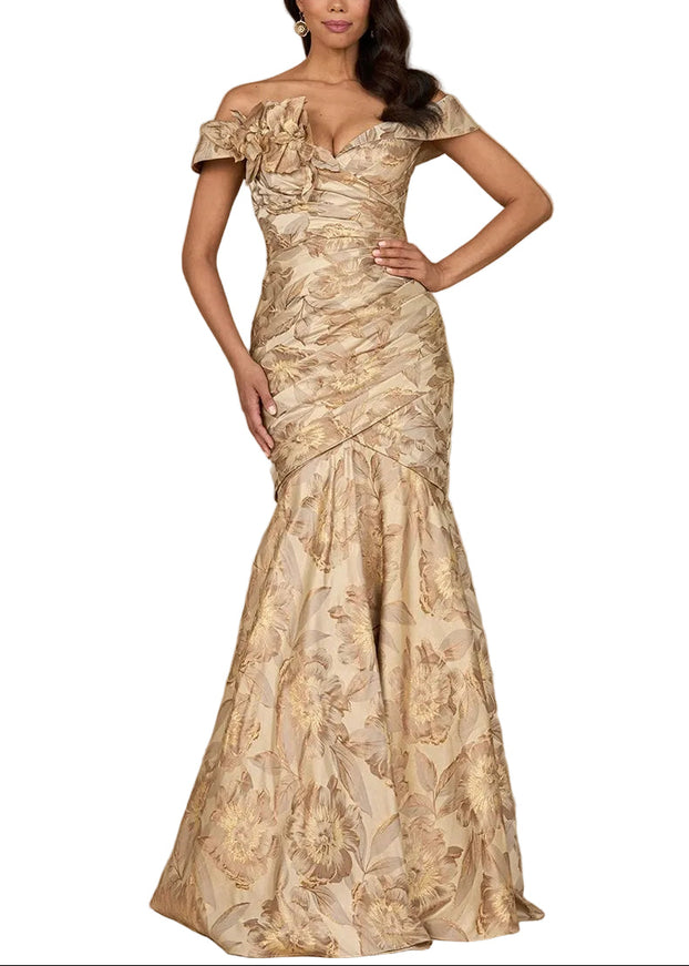 Lara Off Shoulder Brocade Mermaid Gown