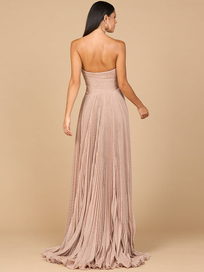 Lara Flowing Pleated Strapless Dress