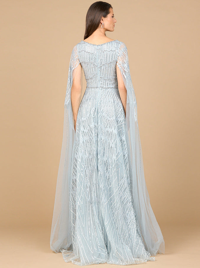 Lara Embellished Gown with Cape Sleeves