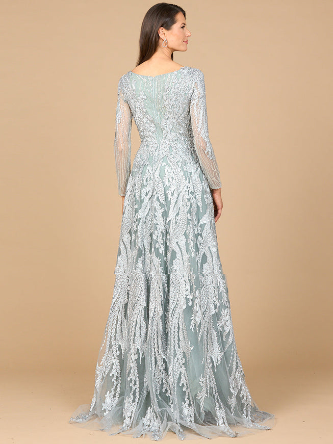 Long Sleeve, Modest Beaded Gown
