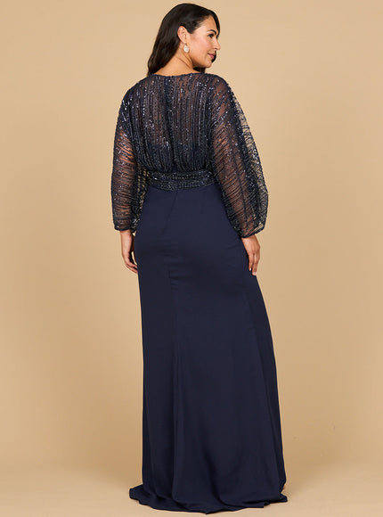 Lara 28950 Draped Skirt Gown with Cape Sleeves