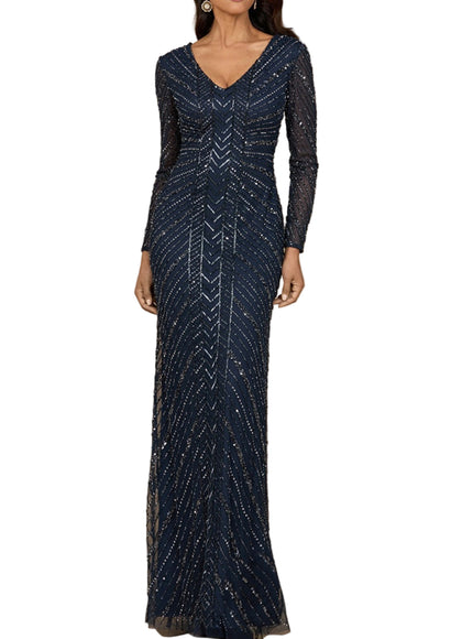 Long Sleeve Beaded Gown