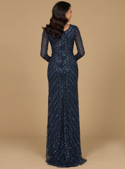 Long Sleeve Beaded Gown