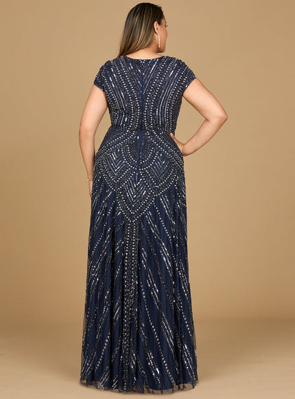 Cap Sleeve Beaded A-Line Gown