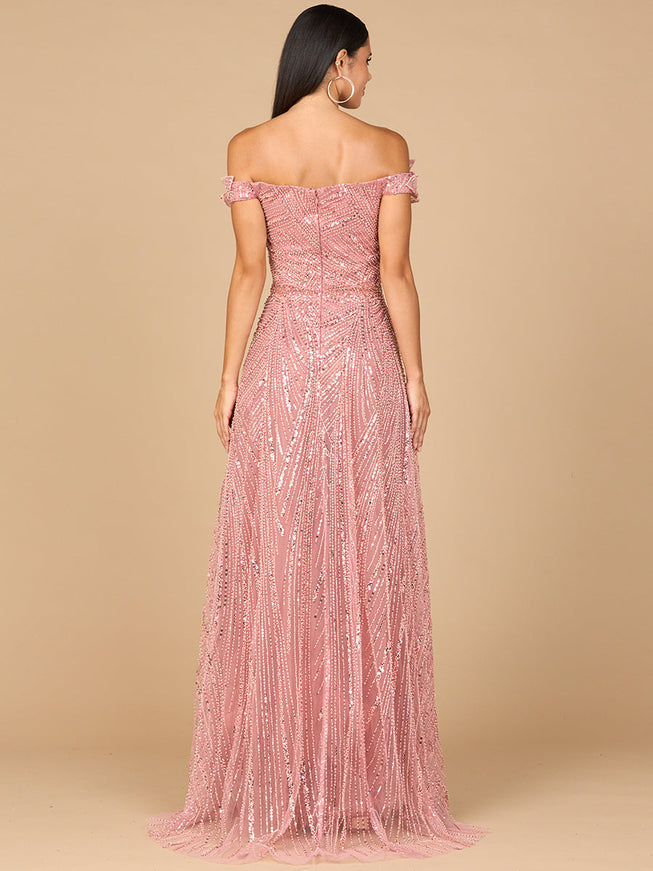 Off Shoulder Beaded Ballgown