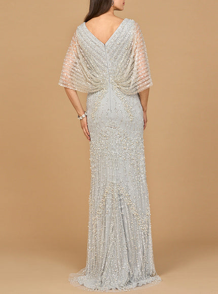 Cape Sleeve Mermaid Gown