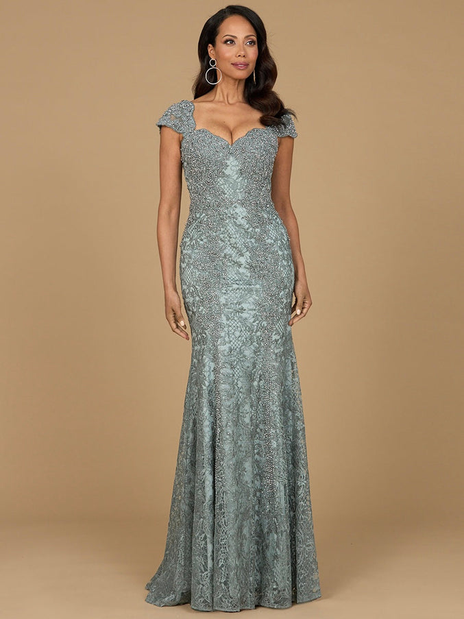 Lara New York 28980 Fitted Lace Mermaid Gown Sage