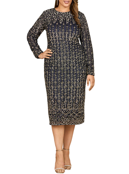 Beaded Midi Dress with Long Sleeves