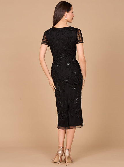 Beaded Midi Dress with Cap Sleeves