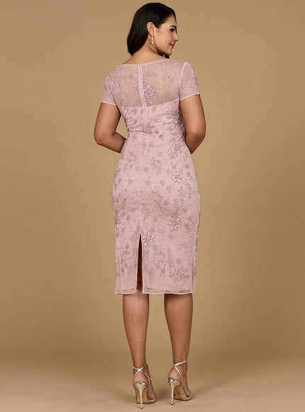 Beaded Midi Dress with Cap Sleeves