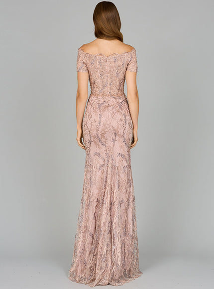 Off Shoulder Mermaid Gown with Short Sleeves