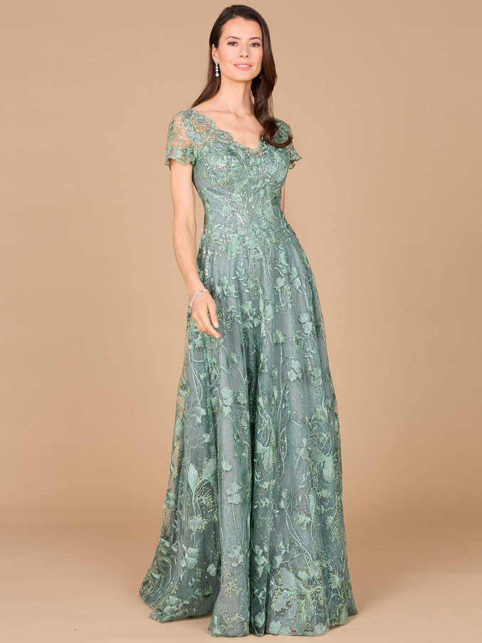 Lara New York 29017 Tonal Lace Ballgown Green