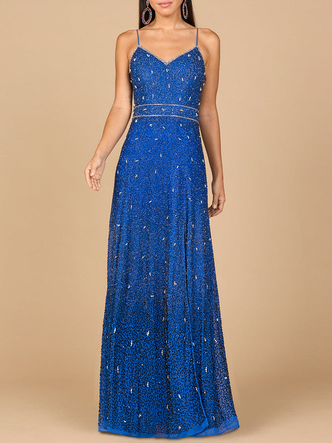 Ombre Beaded Gown - OUTLET Sapphire