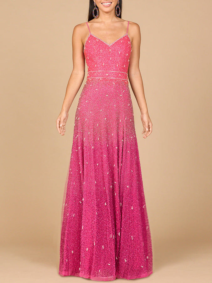 Lara New York 29033 Ombre Beaded Gown Pink Ombre