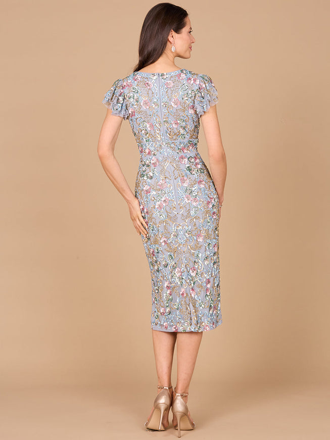 Floral Beaded Midi Dress