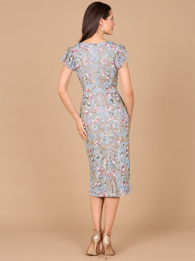Floral Beaded Midi Dress