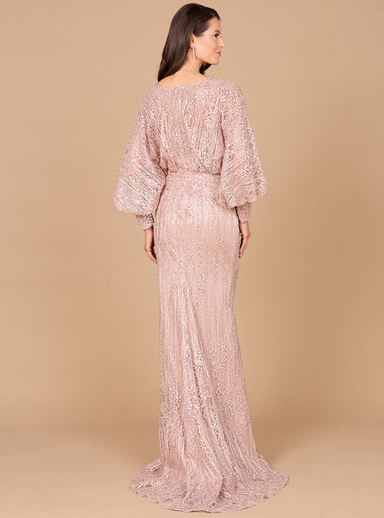 Long Bishop Sleeve Lace Gown