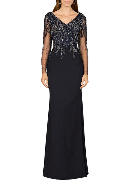 Lara Long Sleeve Knit Gown Navy