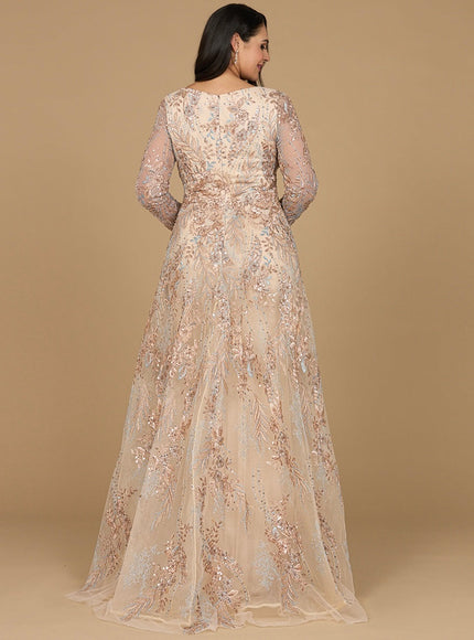 Lara Lace Long Sleeve Gown with Overskirt