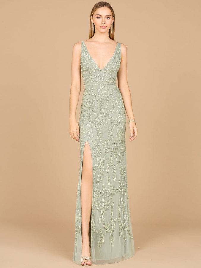 Lara New York 29080 Embellished Gown with Slit Dusty Mint