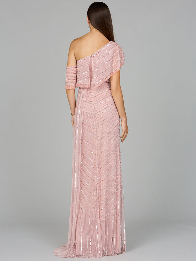 Lara New York 29084 Off Shoulder Sheath Beaded Gown