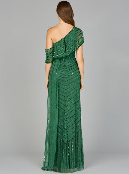 Off Shoulder Sheath Beaded Gown