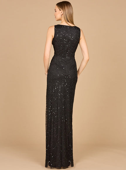 Lara New York 29096 Beaded Black Gown with Slit