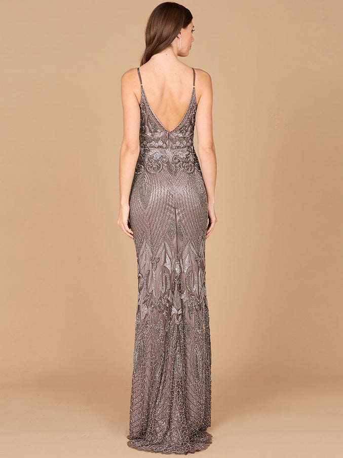 Lara New York 29107 Sleeveless V-Neck Beaded Dress