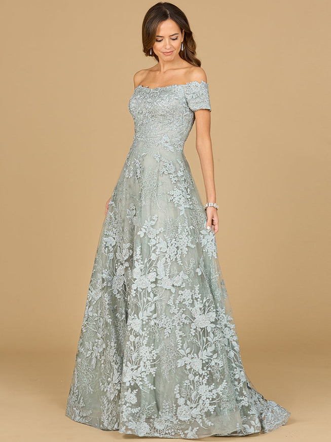 Off Shoulder A-Line Gown Silver Sage