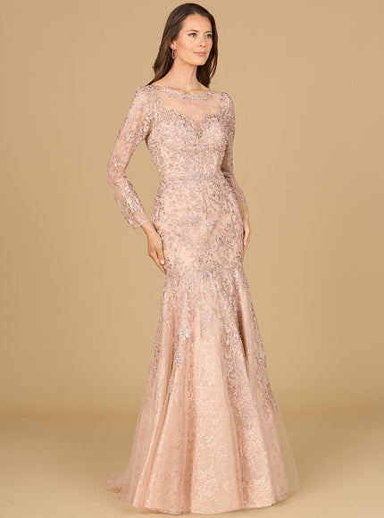 Lara New York Long-Sleeve Mermaid Lace Gown Mauve