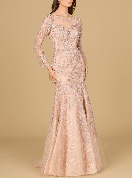 Lara New York Long-Sleeve Mermaid Lace Gown