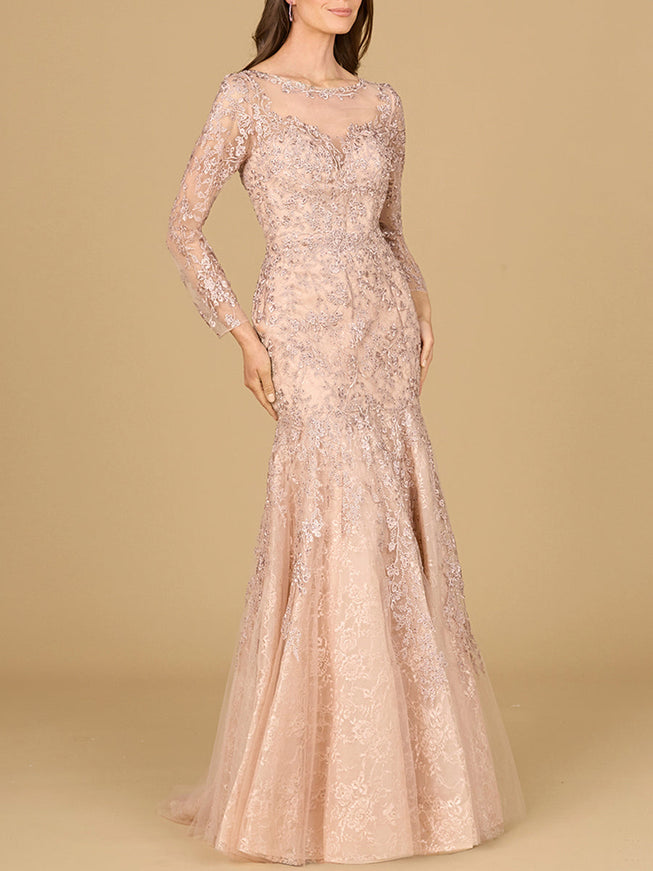 Lara New York Long-Sleeve Mermaid Lace Gown