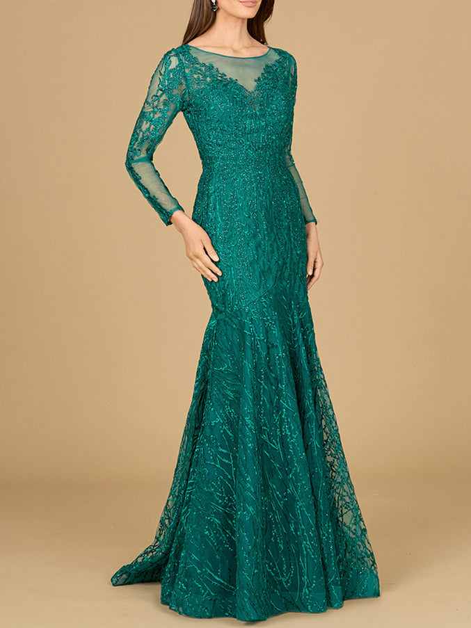 Lara New York 29131 Mermaid Long Sleeve Lace Gown