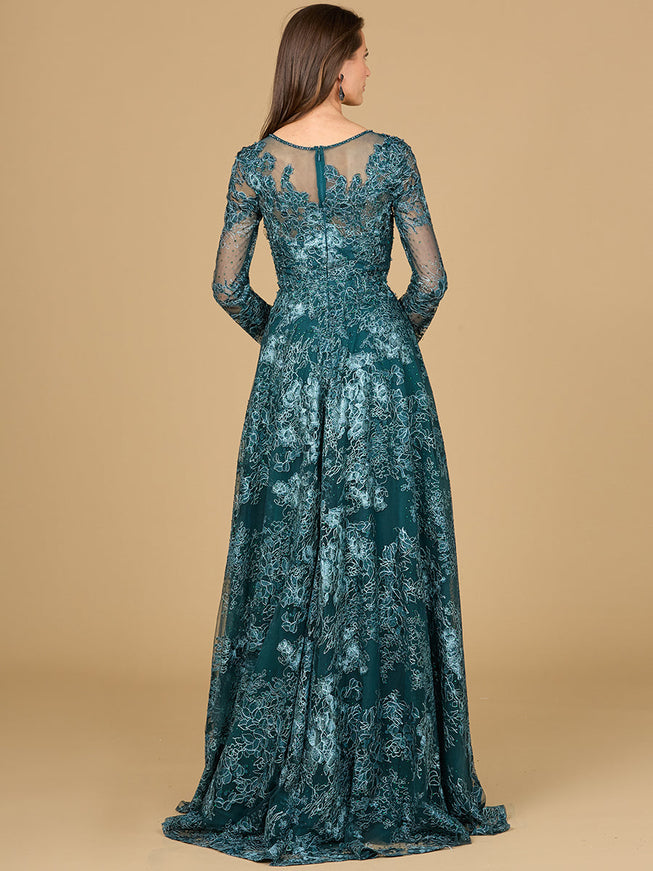 Lara New York 29148 Long Sleeve Illusion Neck Gown