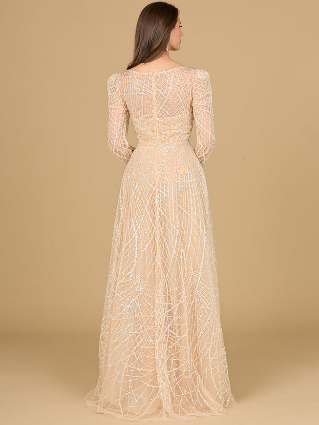 Long Sleeve V-Neck Ballgown