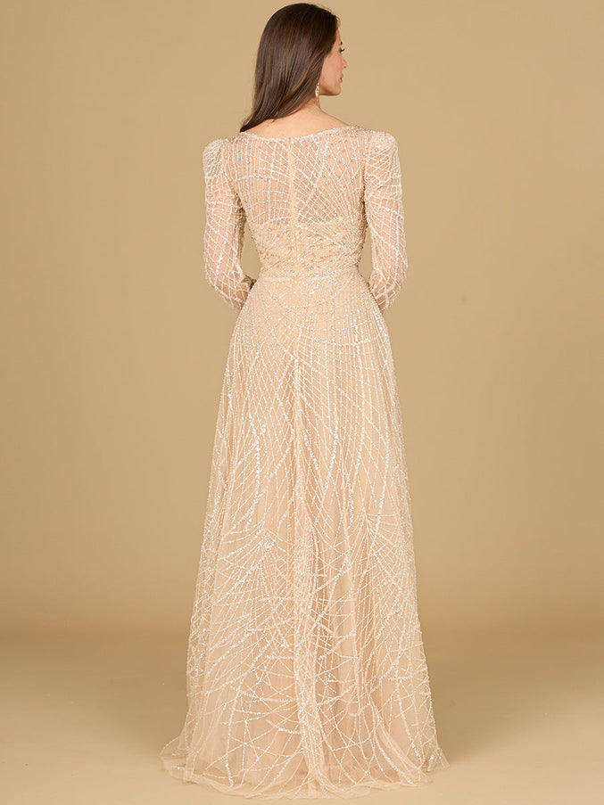 Lara New York 29149 Long Sleeve V-Neck Ballgown